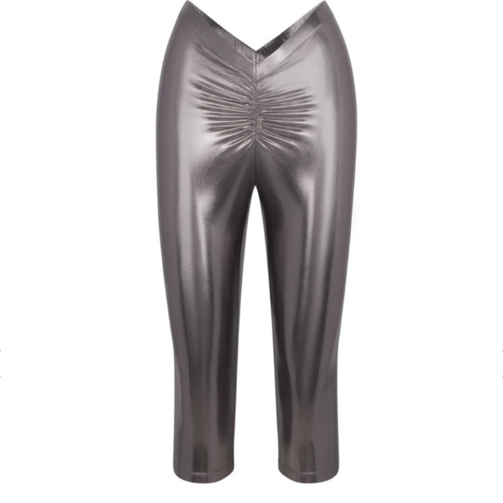 New Skims Metallic Swim V Waist Pant Carbon Gray Silver  XS & 3X